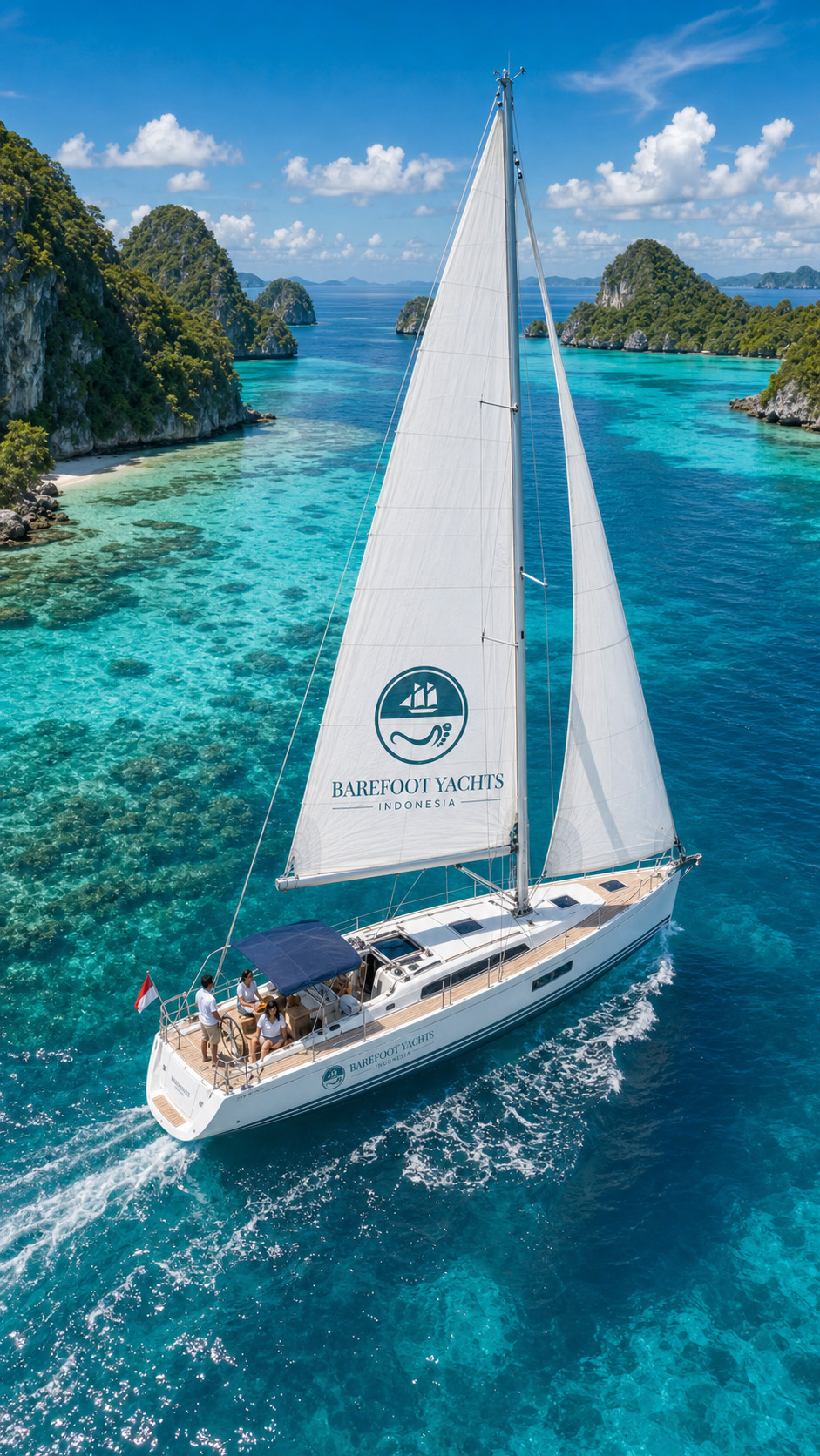 Yacht charter website mockup for Barefoot Yacht Indonesia