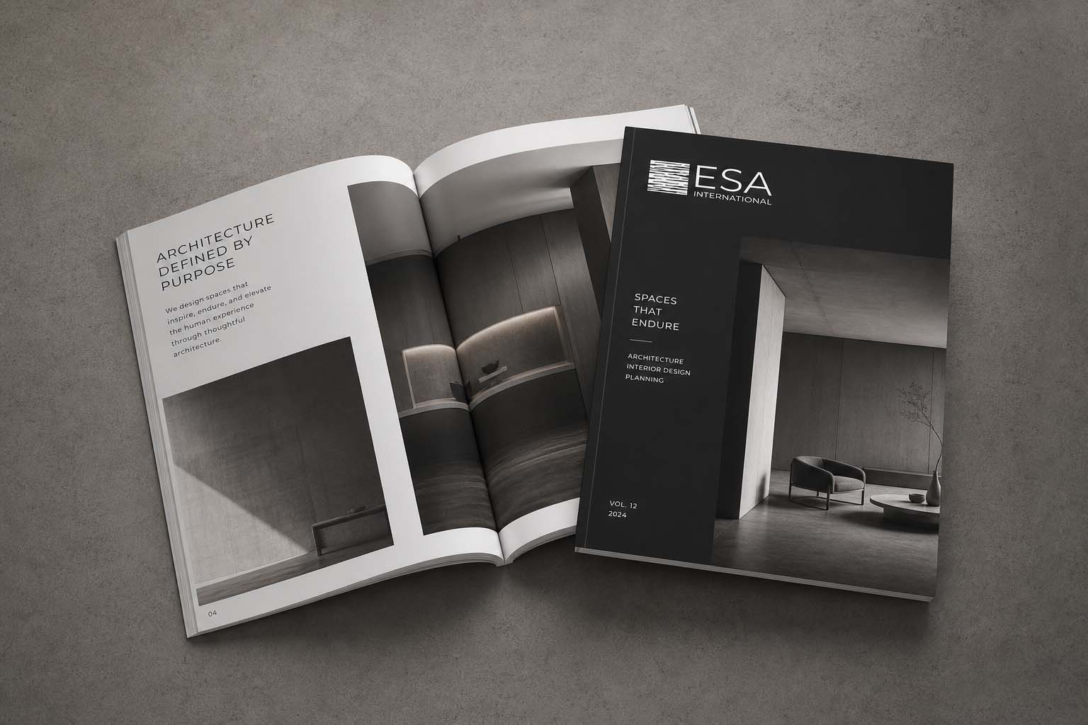 International company website mockup for Esa International