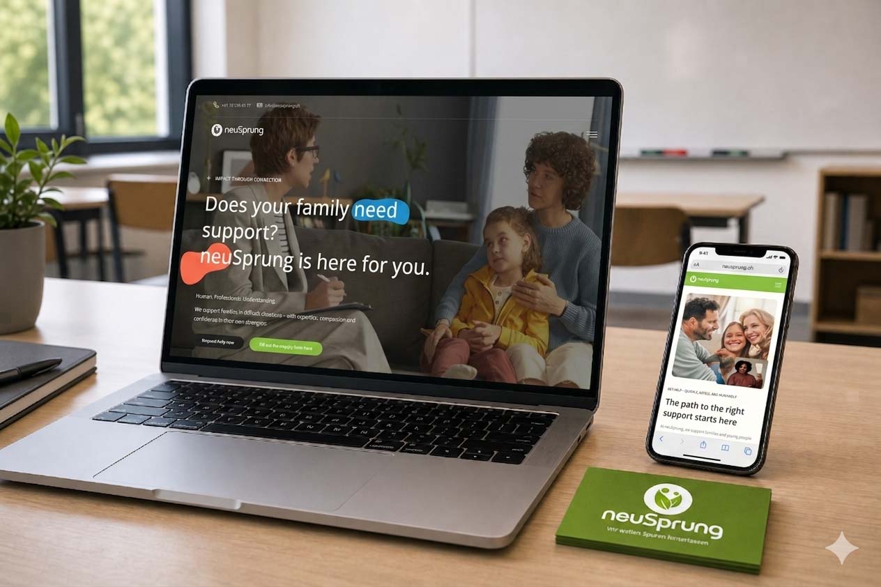 Mobile and web interface mockup for neuSprung